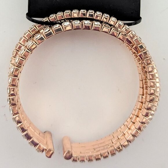 Simply Vera, Vera Wang Rhinestone Cuff Bracelet w/ a rose gold tone and crystals - Picture 3 of 5